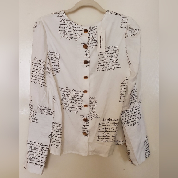 New CBR Chic Boutique Rose Full Back Gold Button Down Blouse. - Picture 2 of 12